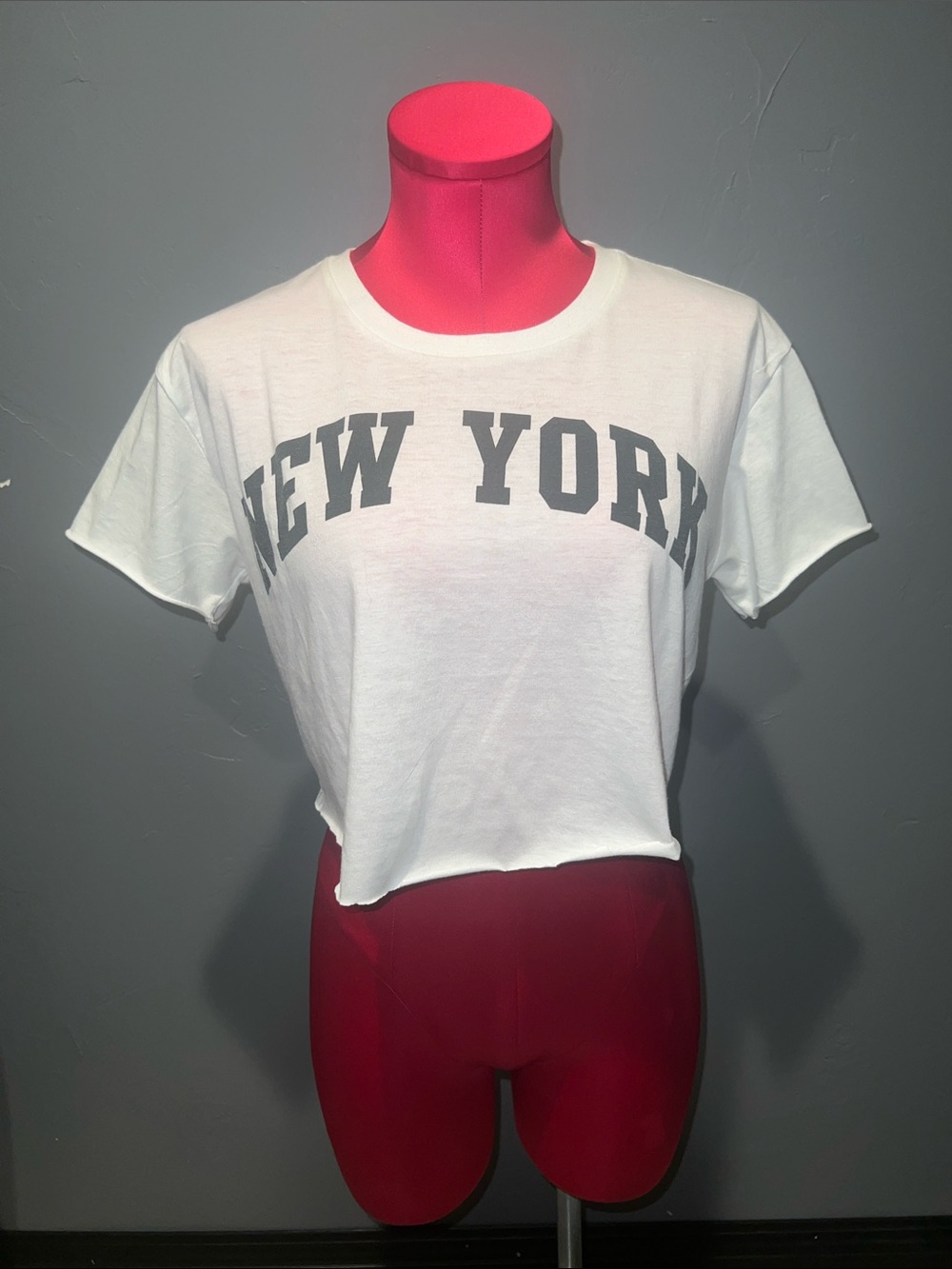 White New York Vintage Crop Tee